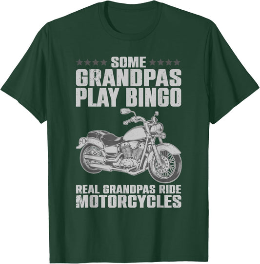 Funny Motorcycle For Grandpa Dad Motorcycle Lovers Riders T-Shirt - T-Shirt | Forest