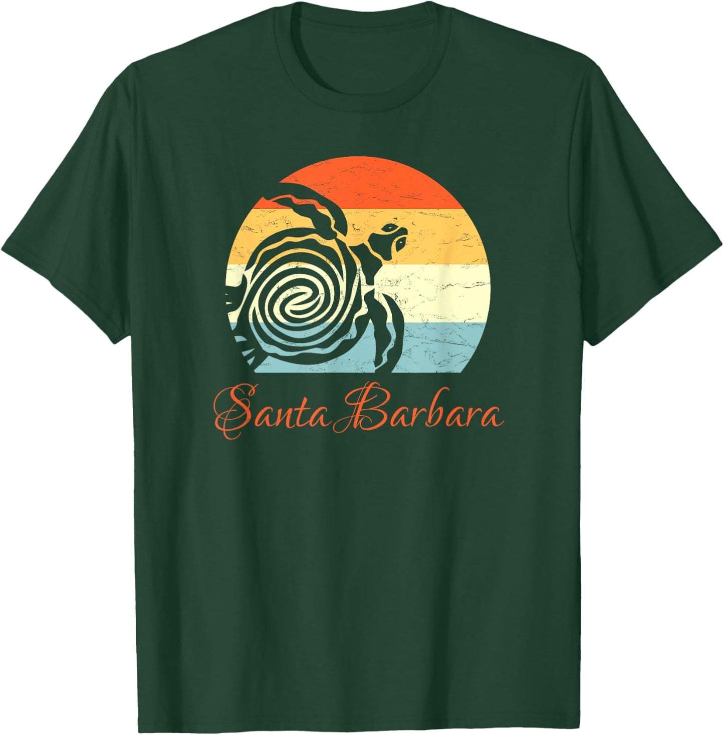 Santa Barbara, California Vintage Retro Sea Turtle T-Shirt - T-Shirt | Forest
