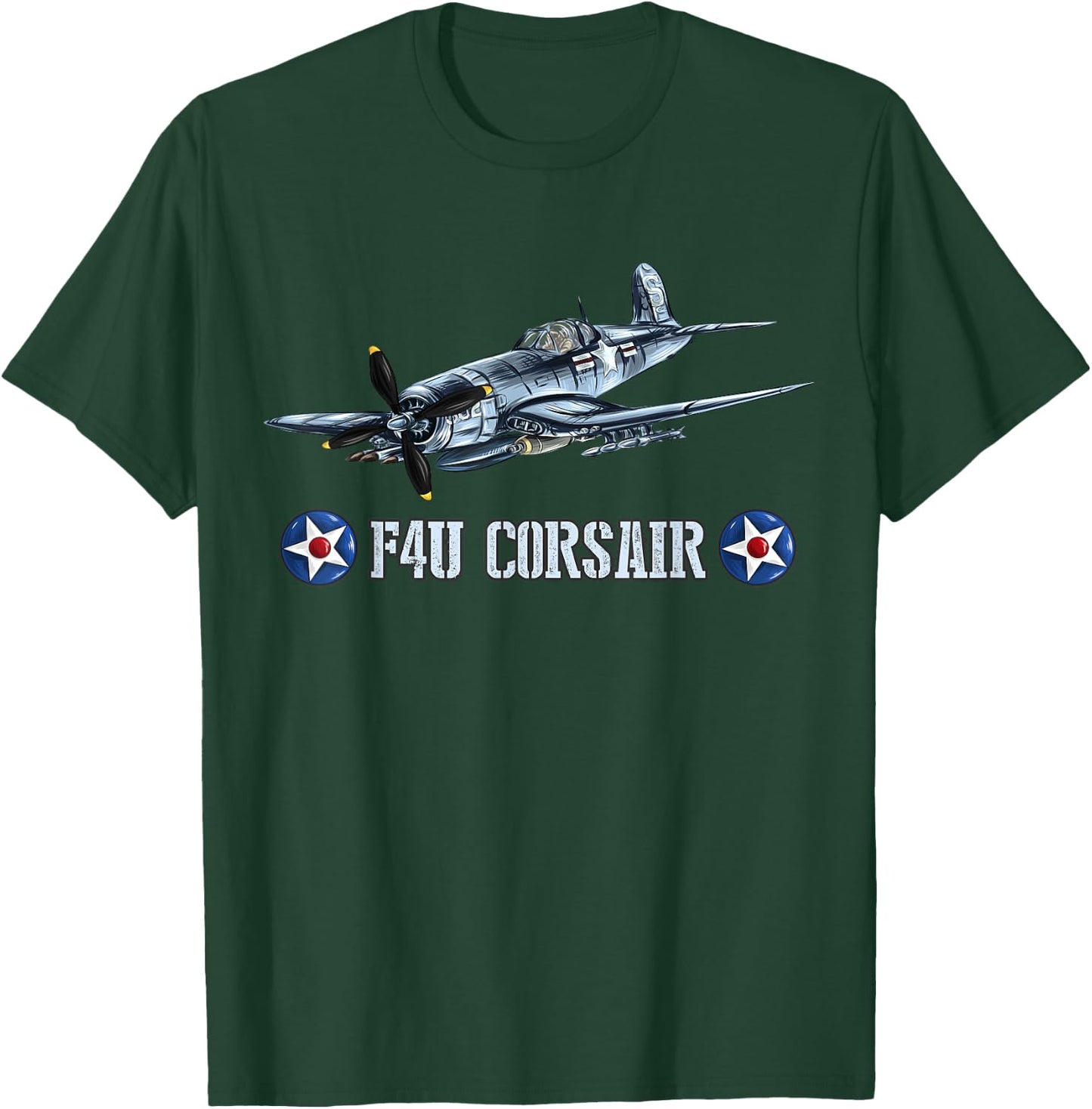World War 2 Military Fighter Aircraft WWII F4U Corsair T-Shirt - T-Shirt | Forest