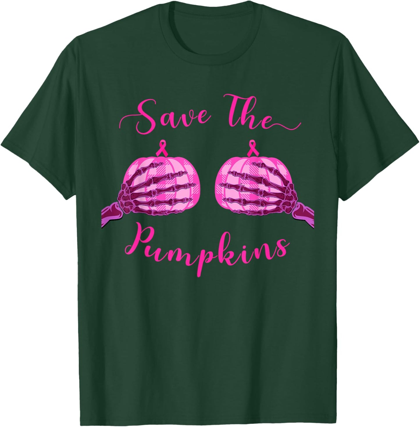 Save Your Pumpkins For Breast Cancer Awareness & Halloween T-Shirt - T-Shirt | Forest