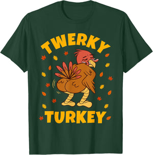 Twerky Turkey Butt Funny Thanksgiving Twerk Dance Twerking T-Shirt - T-Shirt | Forest
