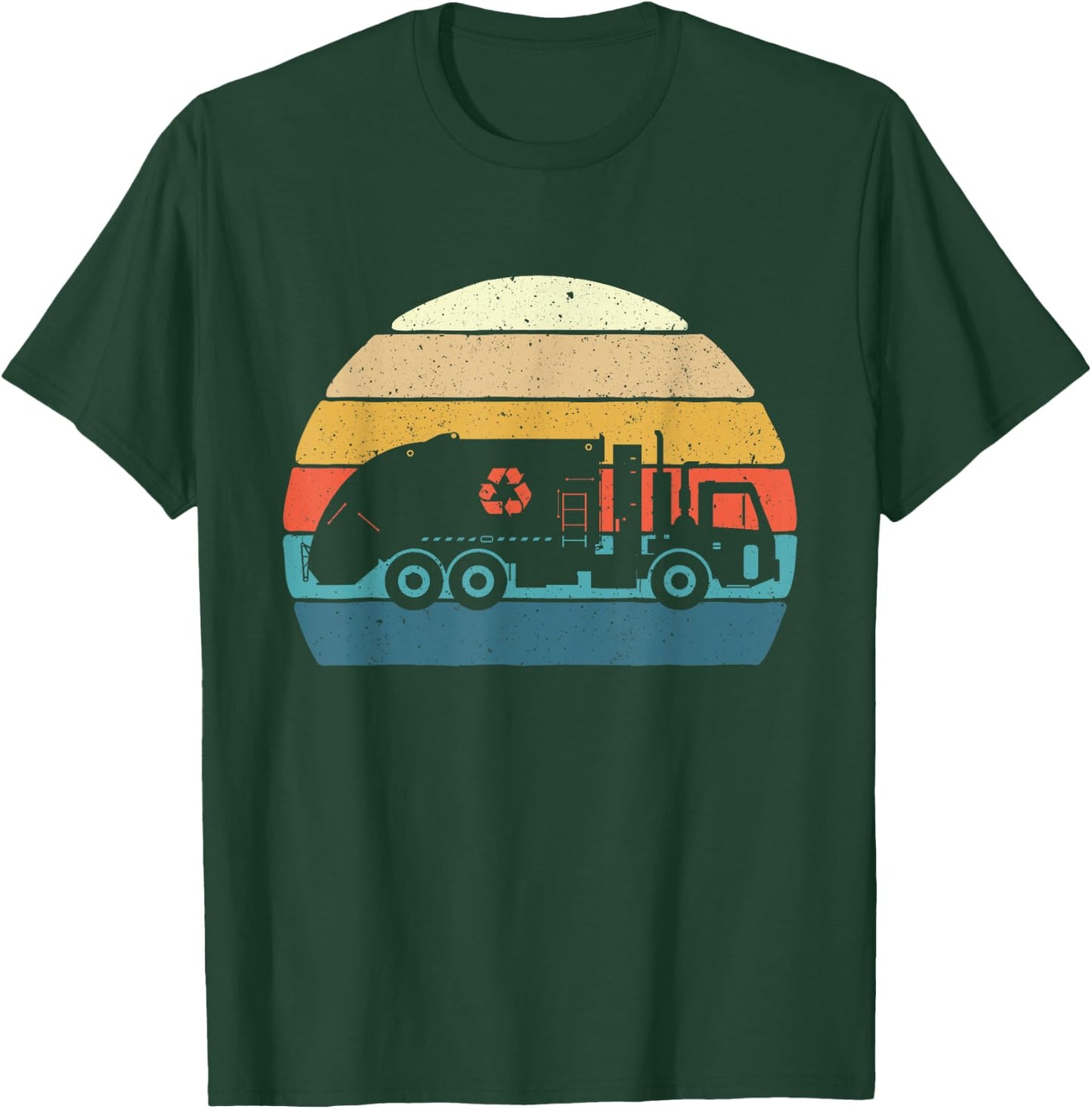Retro Garbage Truck - Truck Trash Recycling Waste Management T-Shirt - T-Shirt | Forest
