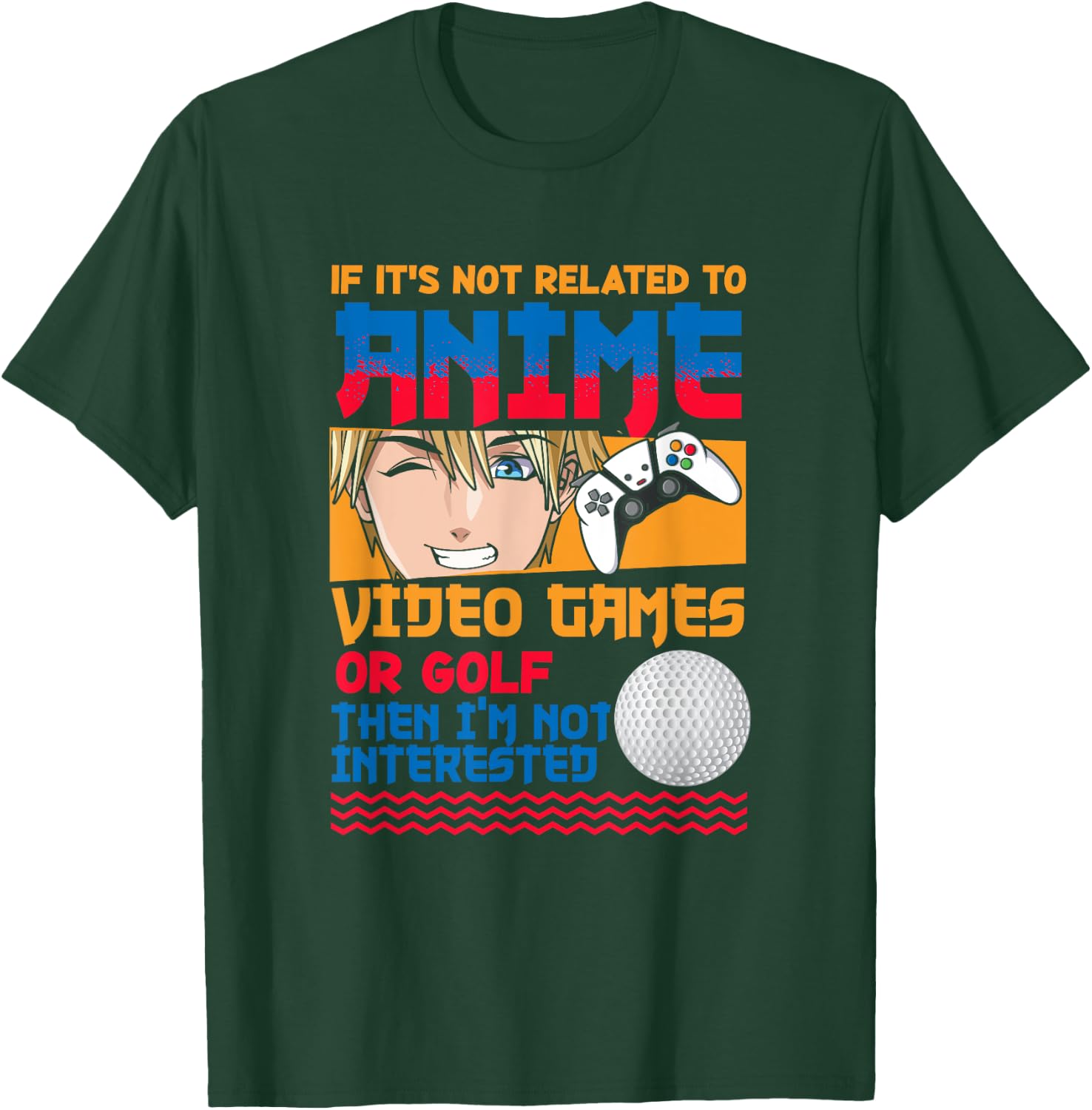 Anime Video Games Golf Japanese Japan Anime Gamer Otaku T-Shirt - T-Shirt | Forest