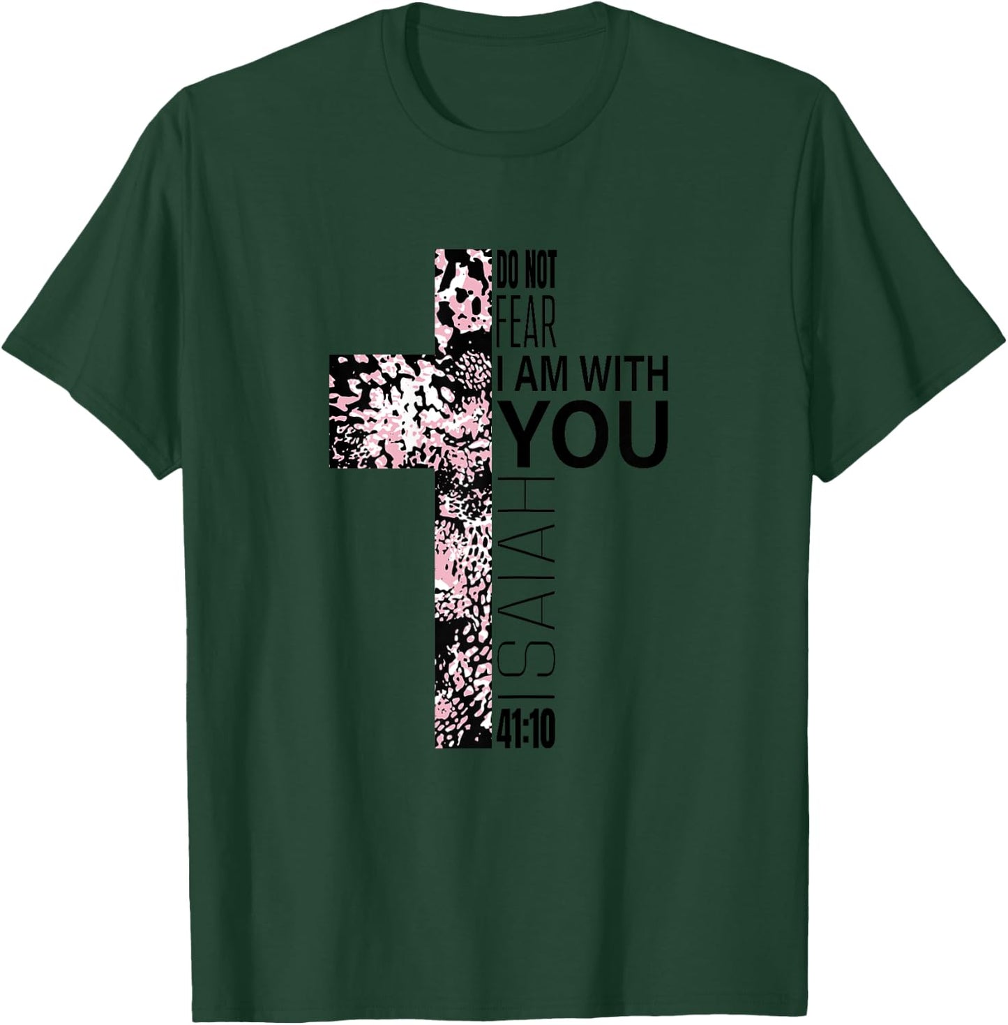 Pink Cross Faith Over Fear Christian Religious Verse Easter T-Shirt - T-Shirt | Forest