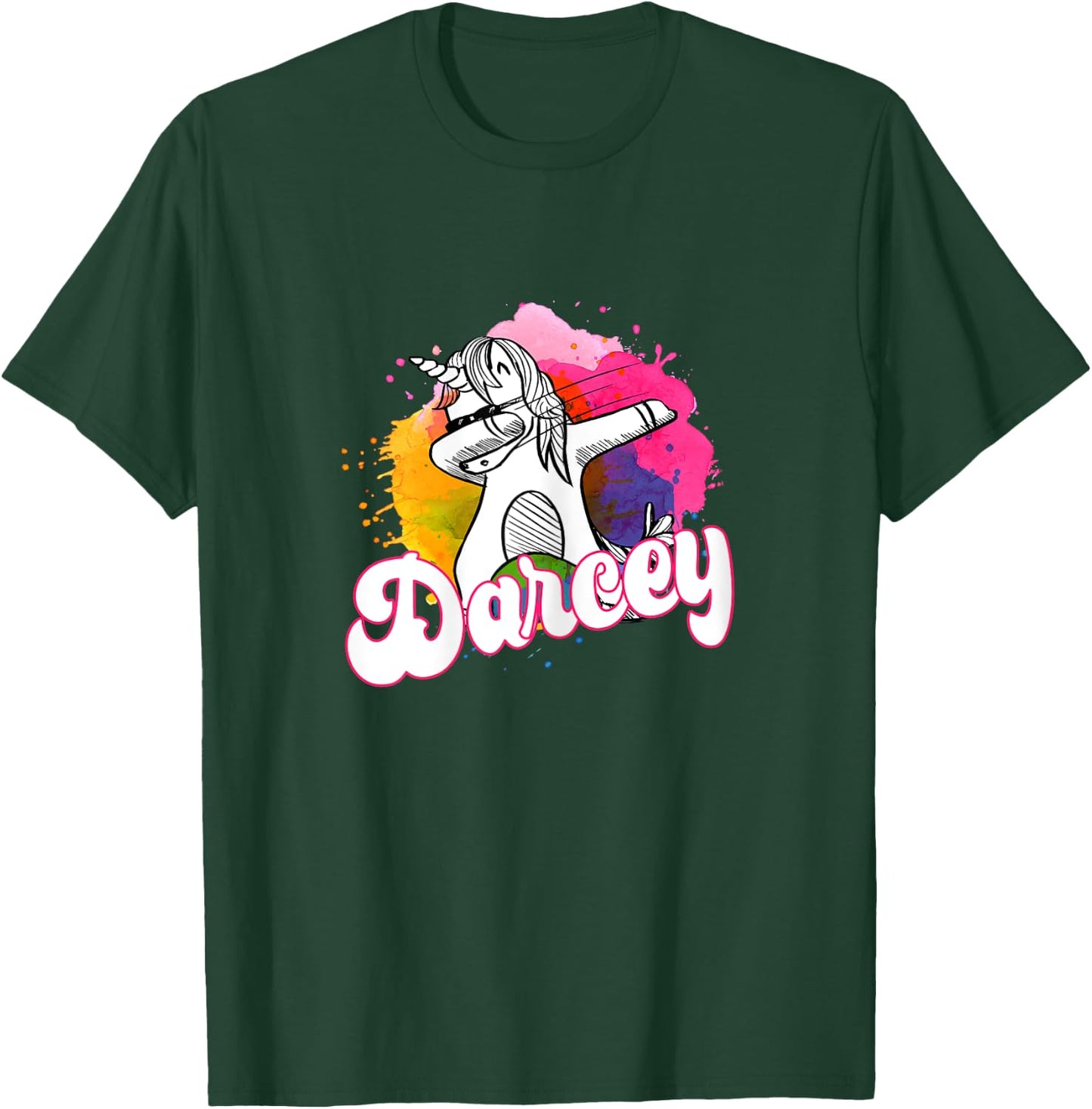 DARCEY - Beautiful girl name with cool dabbing unicorn T-Shirt - T-Shirt | Forest