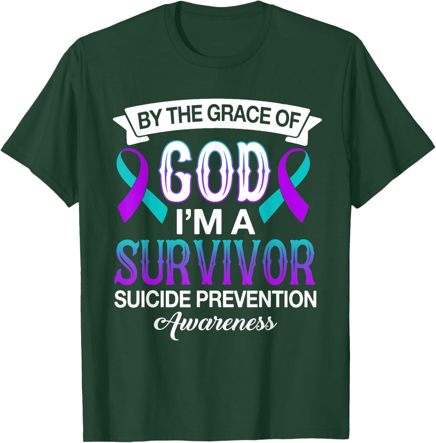 I’m A Survivor Suicide Prevention Teal & Purple Ribbon Gifts T-Shirt - T-Shirt | Forest