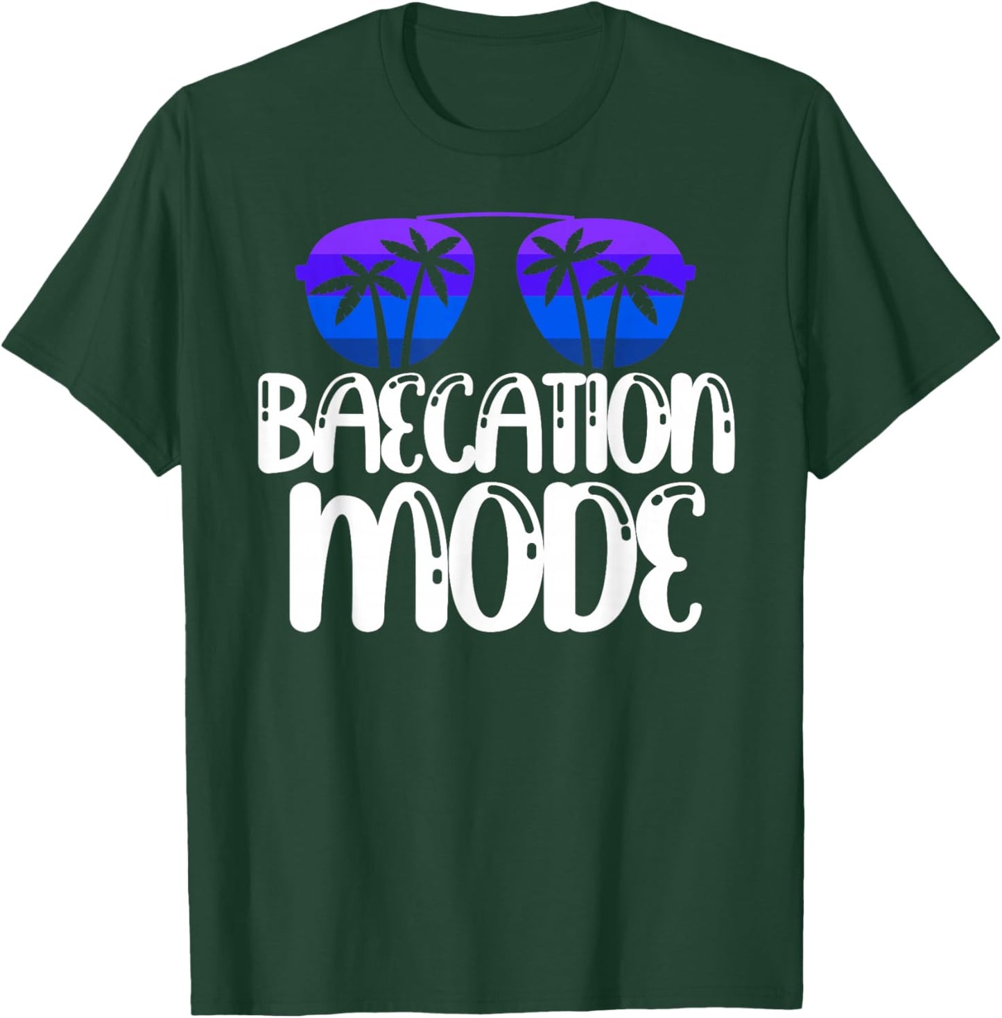Baecation Mode Funny Couples Vacation Trip 2025 Beach Trip T-Shirt - T-Shirt | Forest
