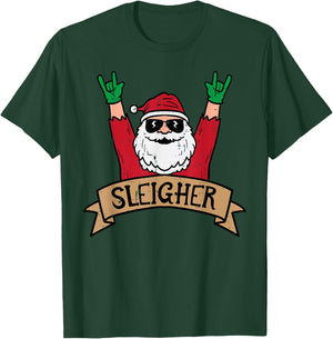 Christmas Sleigher Santa Rock Xmas Rocker Men Women Kids Boy T-Shirt - T-Shirt | Forest