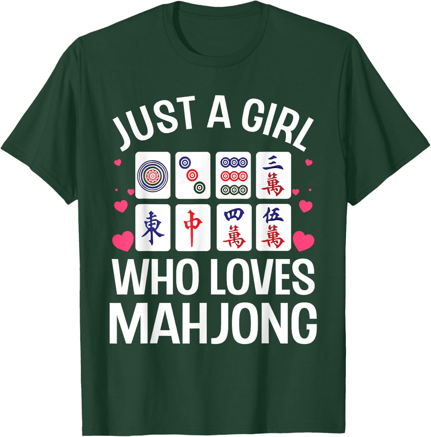 Funny Mahjong Design For Girls Women Chinese Mahjong Players T-Shirt - T-Shirt | Forest