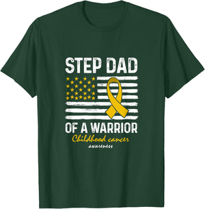 Childhood Cancer Survivor Support Step Dad Of A Warrior T-Shirt - T-Shirt | Forest