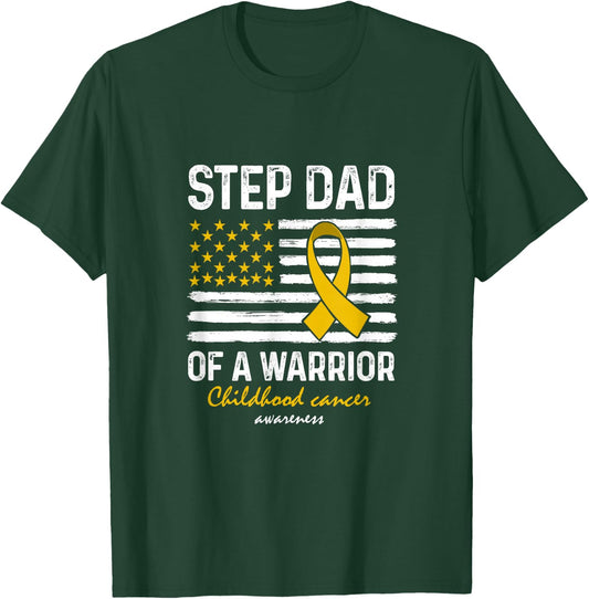 Childhood Cancer Survivor Support Step Dad Of A Warrior T-Shirt - T-Shirt | Forest