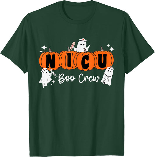 Nicu Boo Crew Ghost Pumpkin Costume NICU Nurse Halloween T-Shirt - T-Shirt | Forest