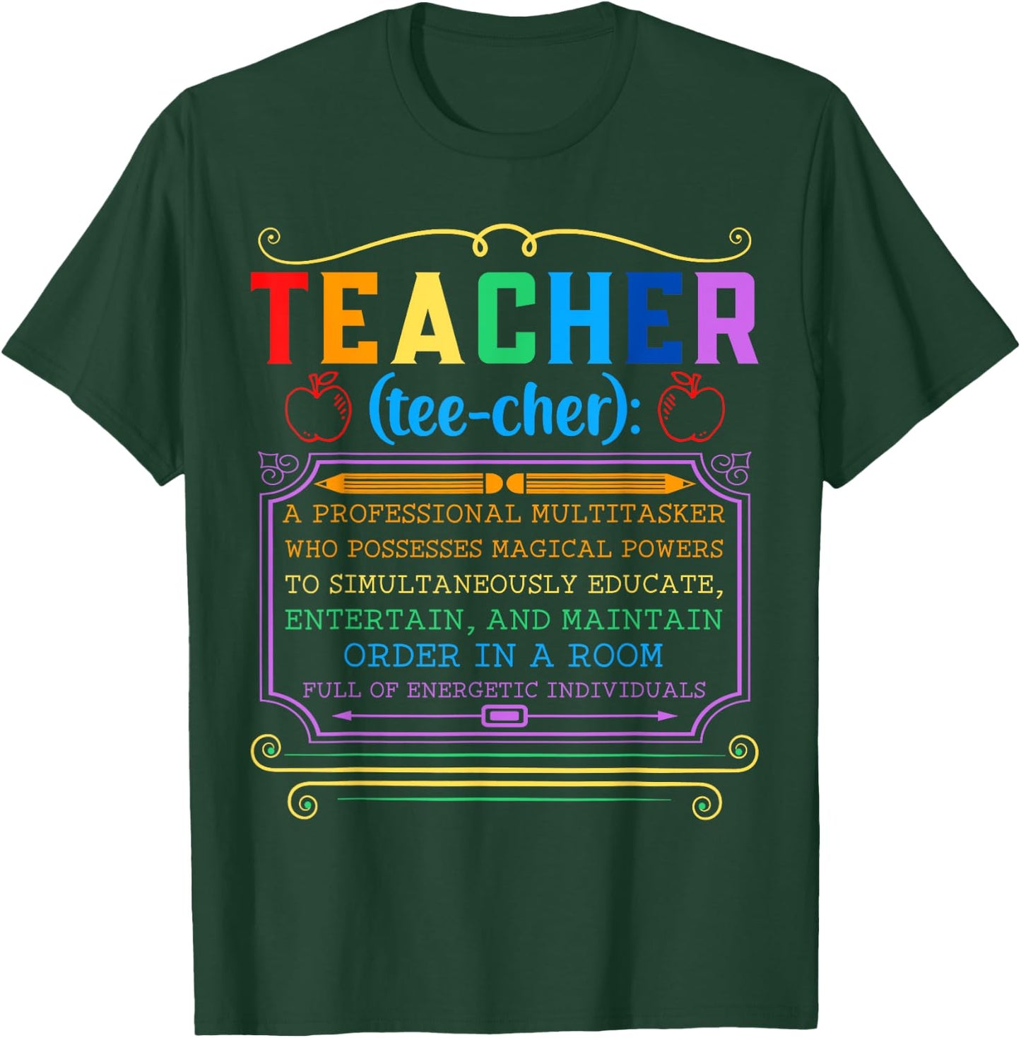 Teacher Definition - Funny Teaching School Teacher T-Shirt - T-Shirt | Forest
