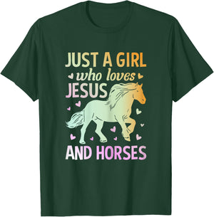 Just A Girl Who Loves Jesus And Horses T-Shirt - T-Shirt | Forest
