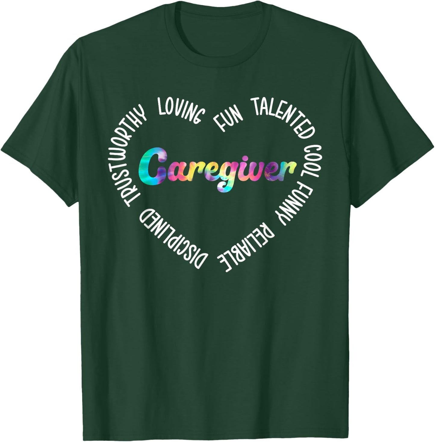 Care Giver Appreciation for Caregivers Men's Classic Fit Black Cotton Polyester Blend Stretchable Casual Short Sleeve T-Shirt - T-Shirt | Forest