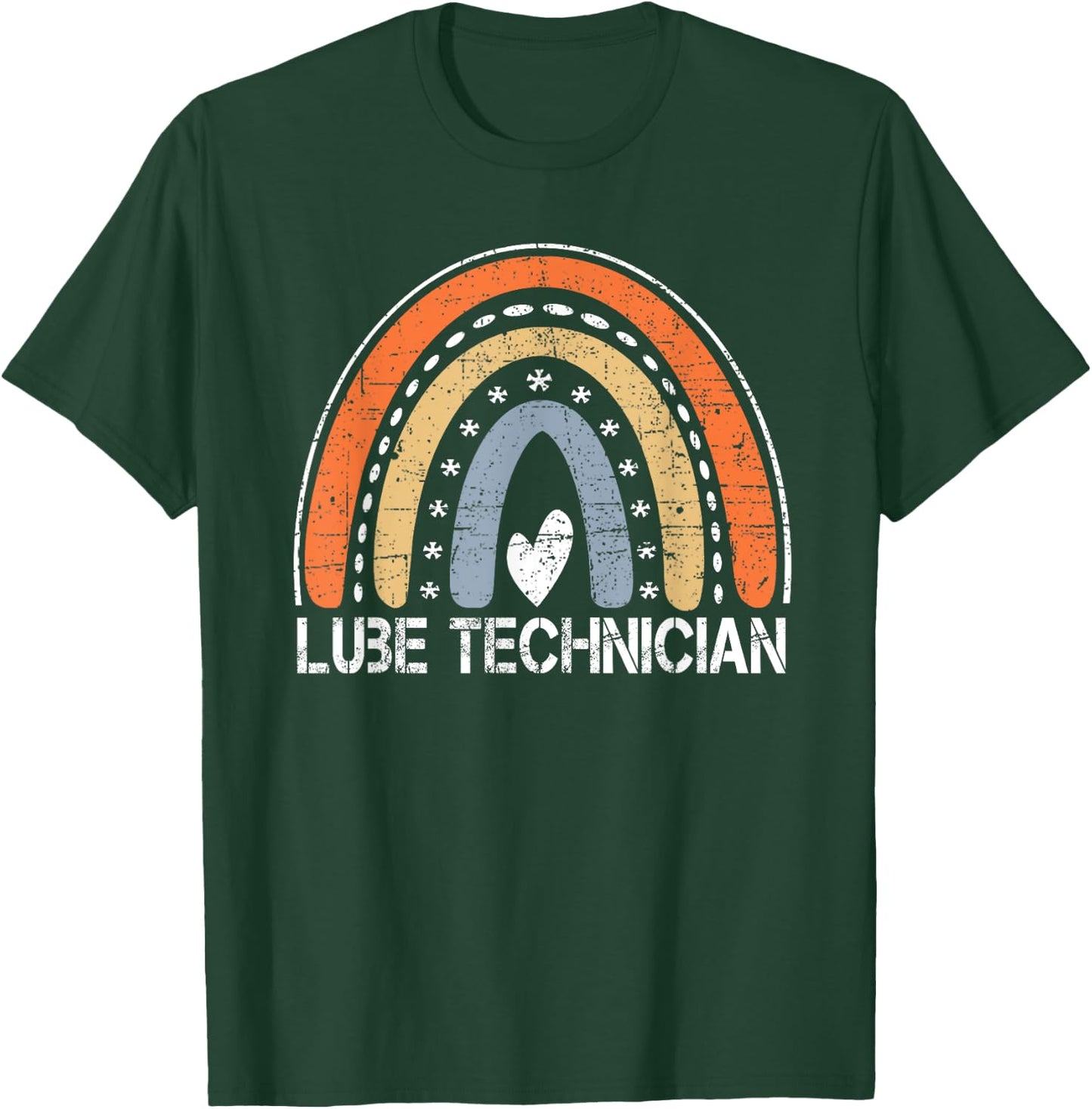 Funny Job Title Worker Vintage Rainbow Lube Technician T-Shirt - T-Shirt | Forest