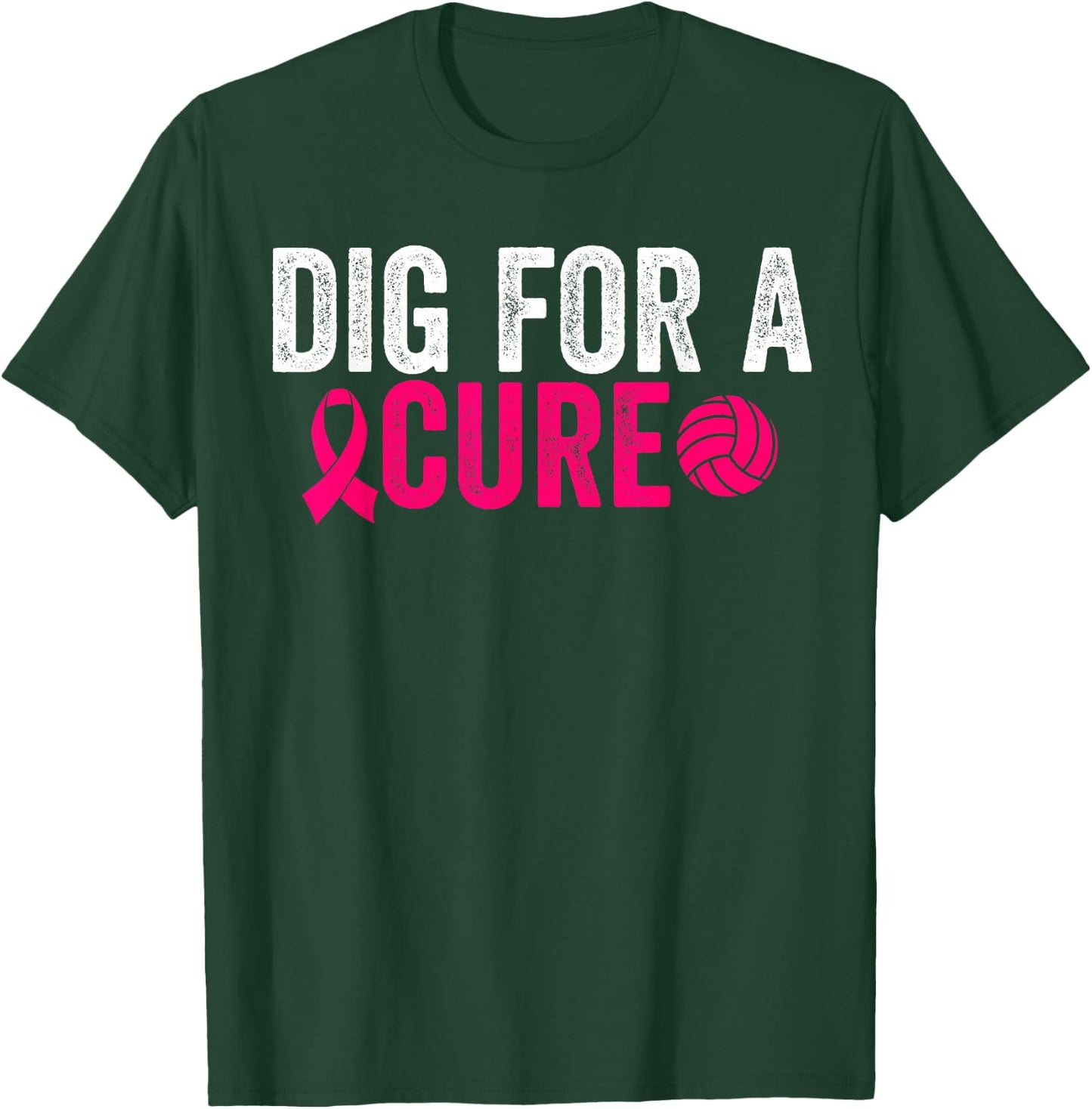 Dig For A Cure Breast Cancer Awareness Volleyball Pink T-Shirt - T-Shirt | Forest