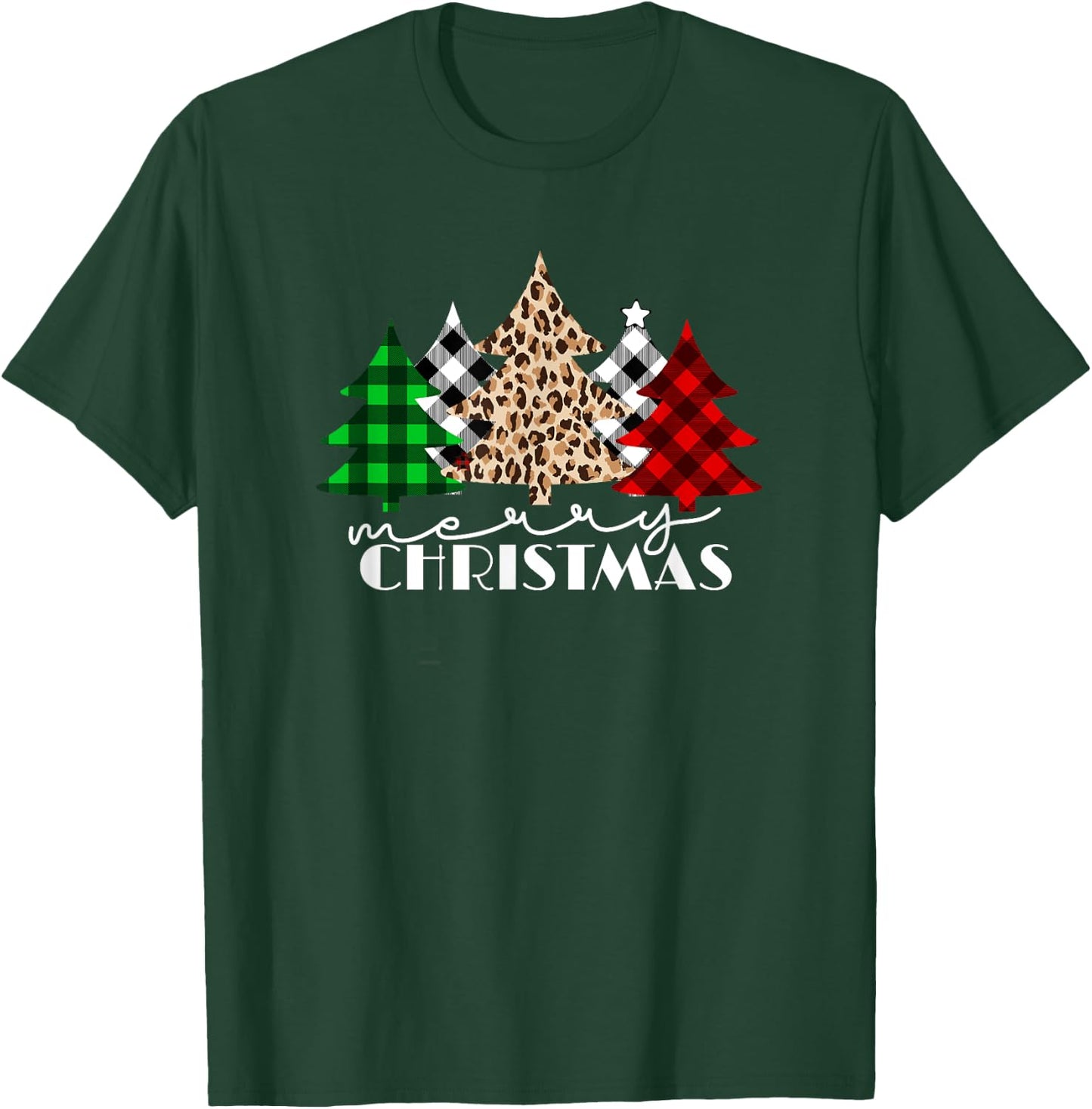 Funny Plaid Christmas Trees Women Men Girl Merry Christmas T-Shirt - T-Shirt | Forest