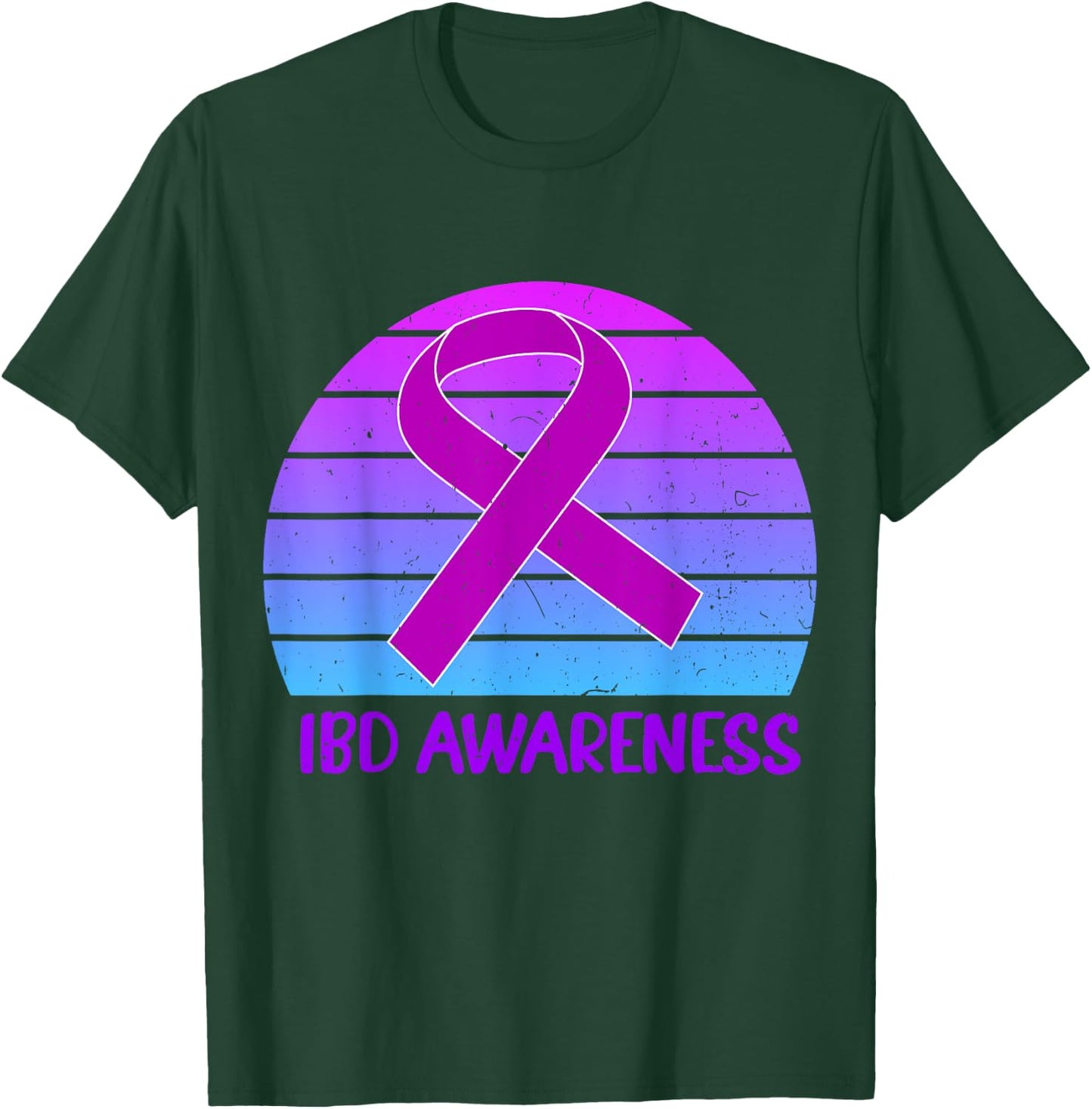 IBD Awareness Crohn's And Colitis Purple Vintage Ribbon T-Shirt - T-Shirt | Forest