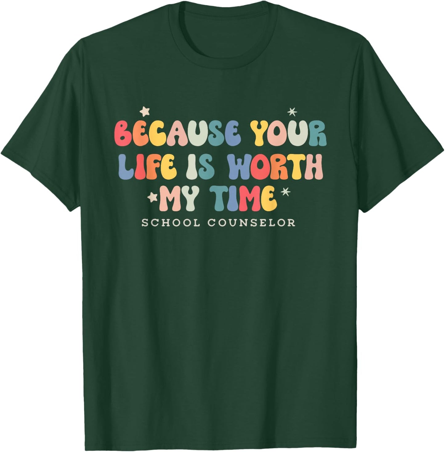 School Counselor Groovy Retro Shirt Funny Cute Women Girls T-Shirt - T-Shirt | Forest