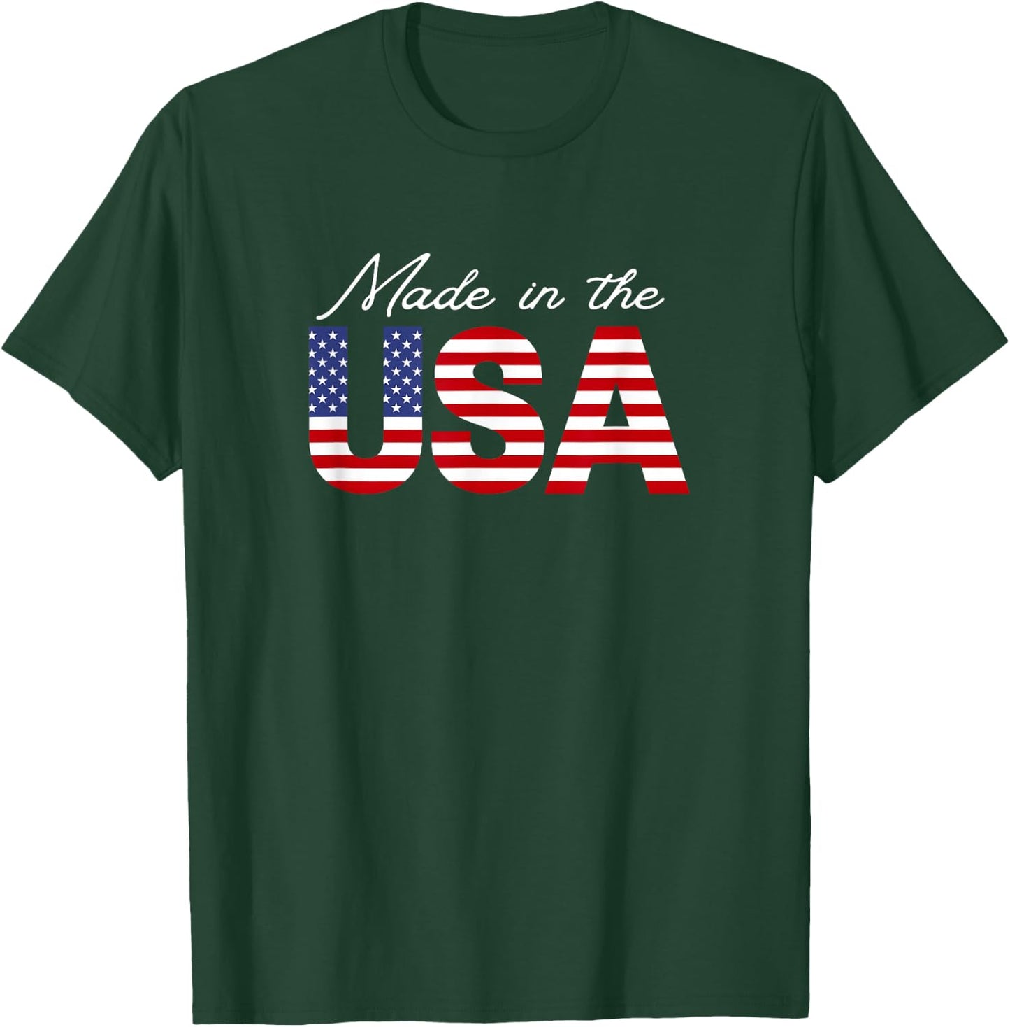 Made in the USA - Retro Patriotic American Flag USA Graphic Kids Men T-Shirt - T-Shirt | Forest