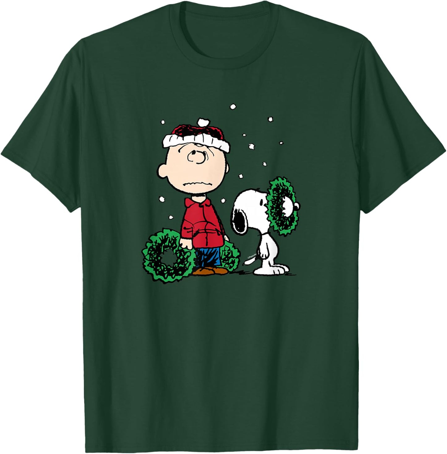 Peanuts - Snoopy Charlie Brown Wreath T-Shirt - T-Shirt | Forest