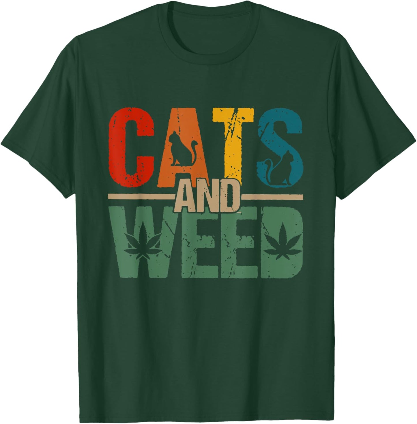 Cats And Weed, Cannabis Stoner, Marijuana Cat Mom Dad Women T-Shirt - T-Shirt | Forest