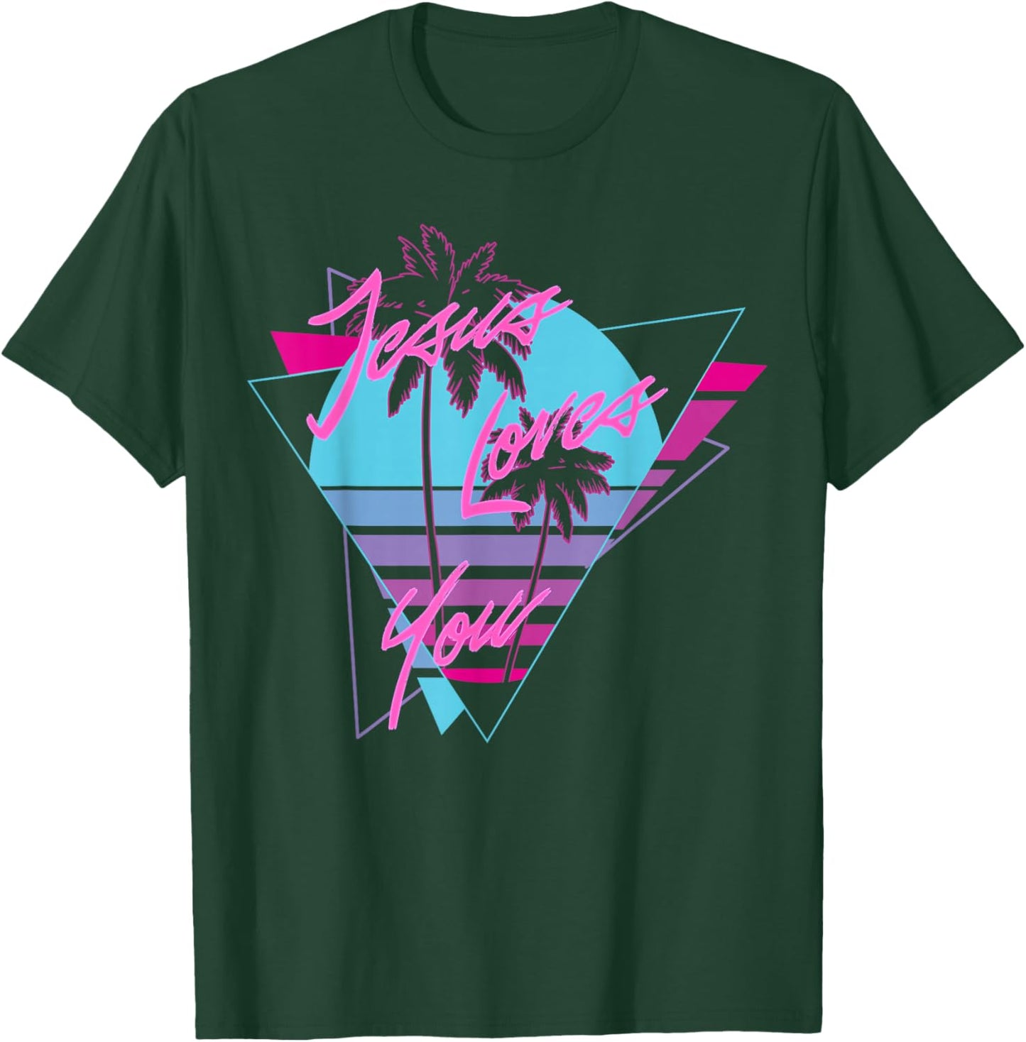 Jesus Loves You 80's Vaporwave Aesthetic Christian T-Shirt - T-Shirt | Forest