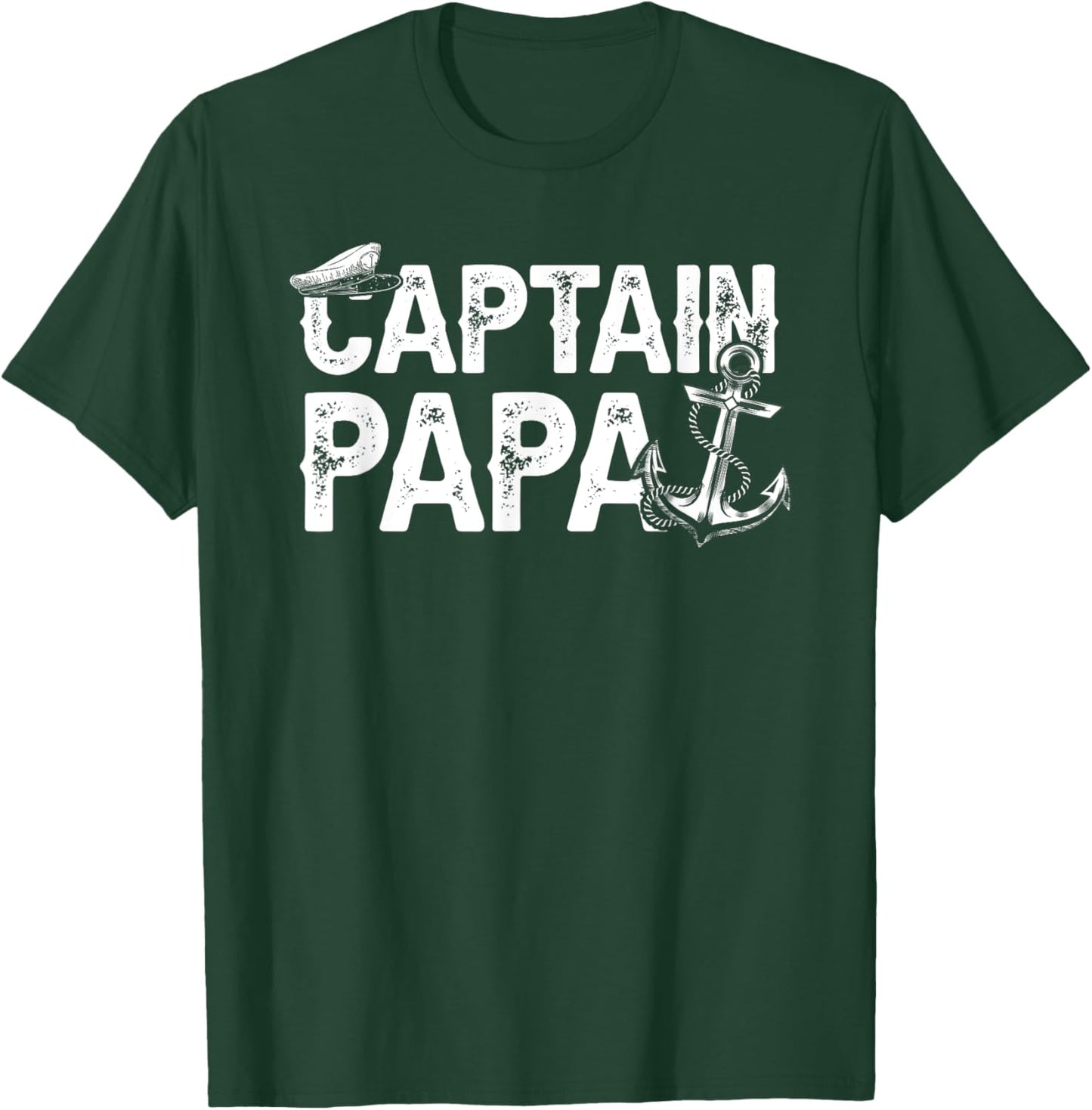 Captain Papa Pontoon Lake Sailor Fishing Boating Fathers Day T-Shirt - T-Shirt | Forest