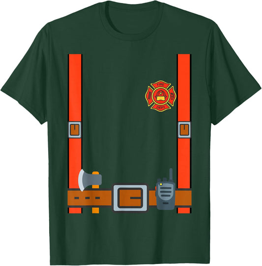 Fun Fireman Halloween - Firefighter Cosplay Costume Dressup T-Shirt - T-Shirt | Forest