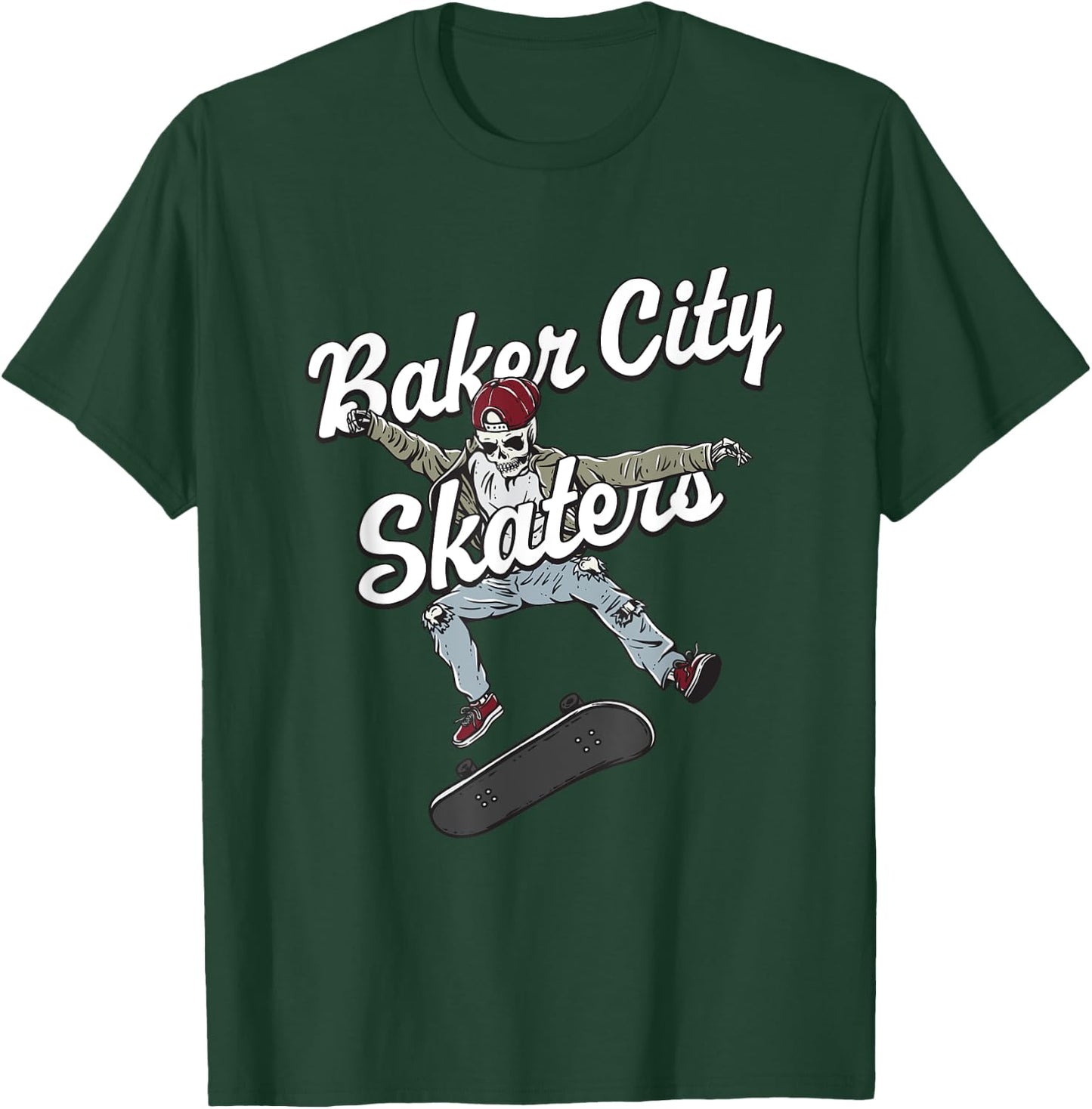 Baker City Skater Skateboarding Funny Skateboard Humor T-Shirt - T-Shirt | Forest