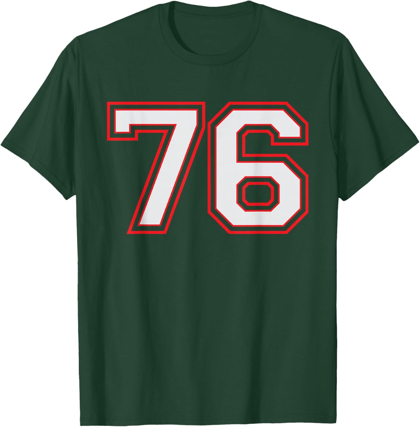 Red Number 76 Sports Player Jersey Fun Game Winner #76 Lucky T-Shirt - T-Shirt | Forest