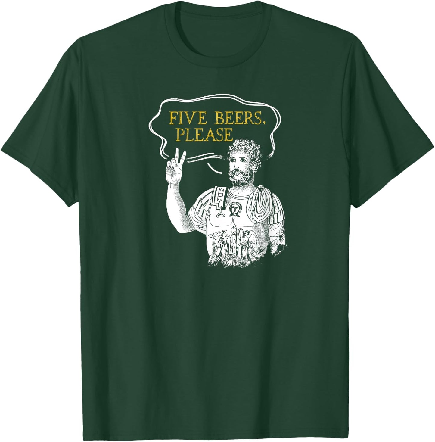 Roman Holds Up Two Fingers Says Five Beers Rome History Beer T-Shirt - T-Shirt | Forest