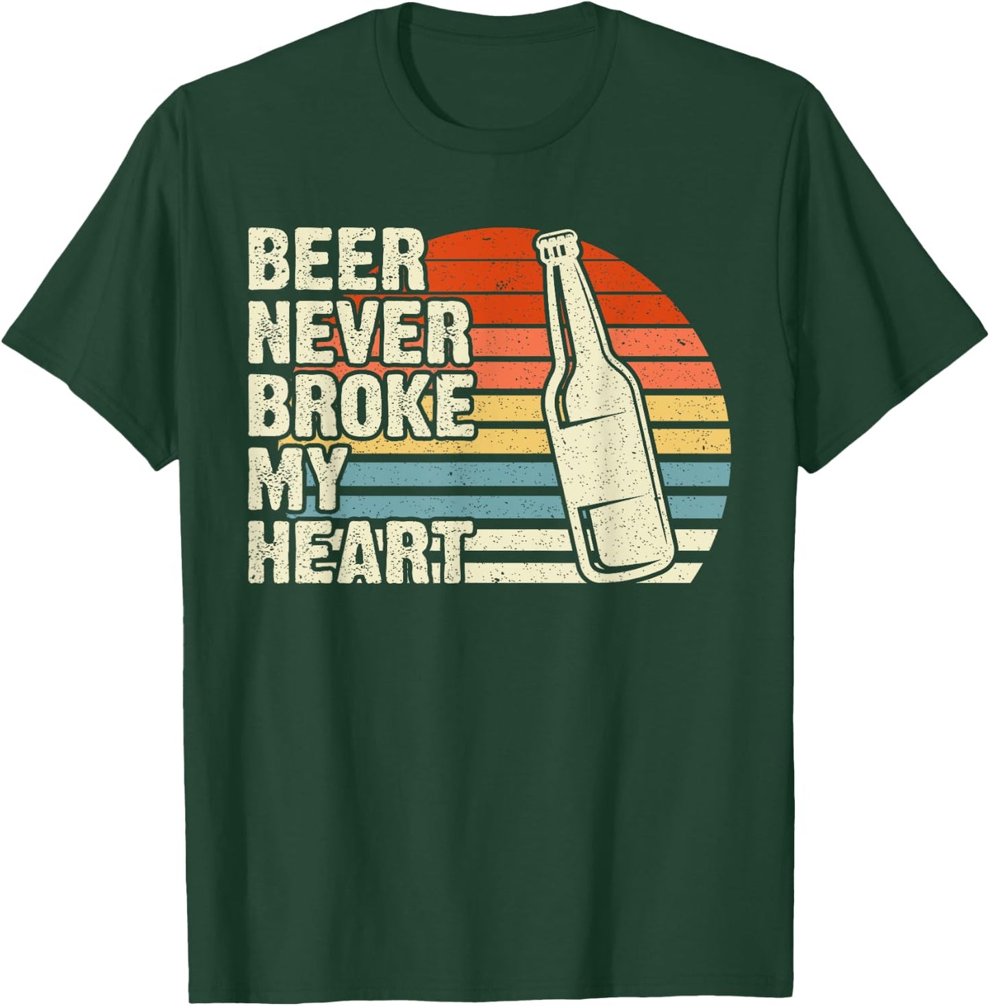 Vintage Retro Beer Never Broke My Heart Funny Drinking T-Shirt - T-Shirt | Forest