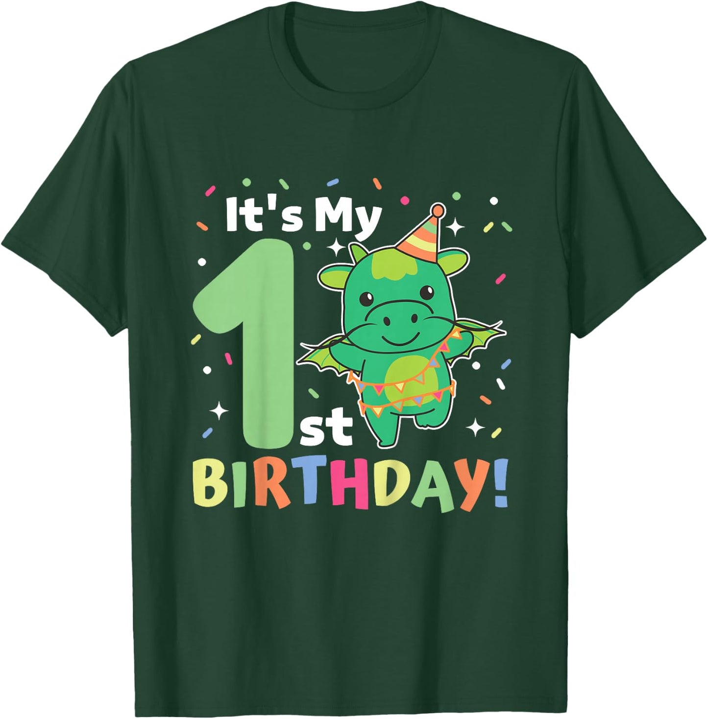 Kids 1st Birthday Dragon For Kids One Year Old Dragon T-Shirt - T-Shirt | Forest