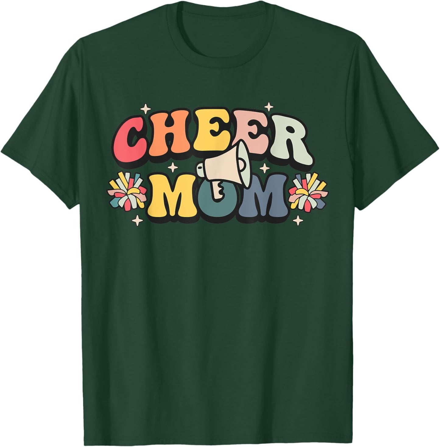 Cheer Mom Cheerleader Mom Mama Cheerleading Team Retro T-Shirt - T-Shirt | Forest