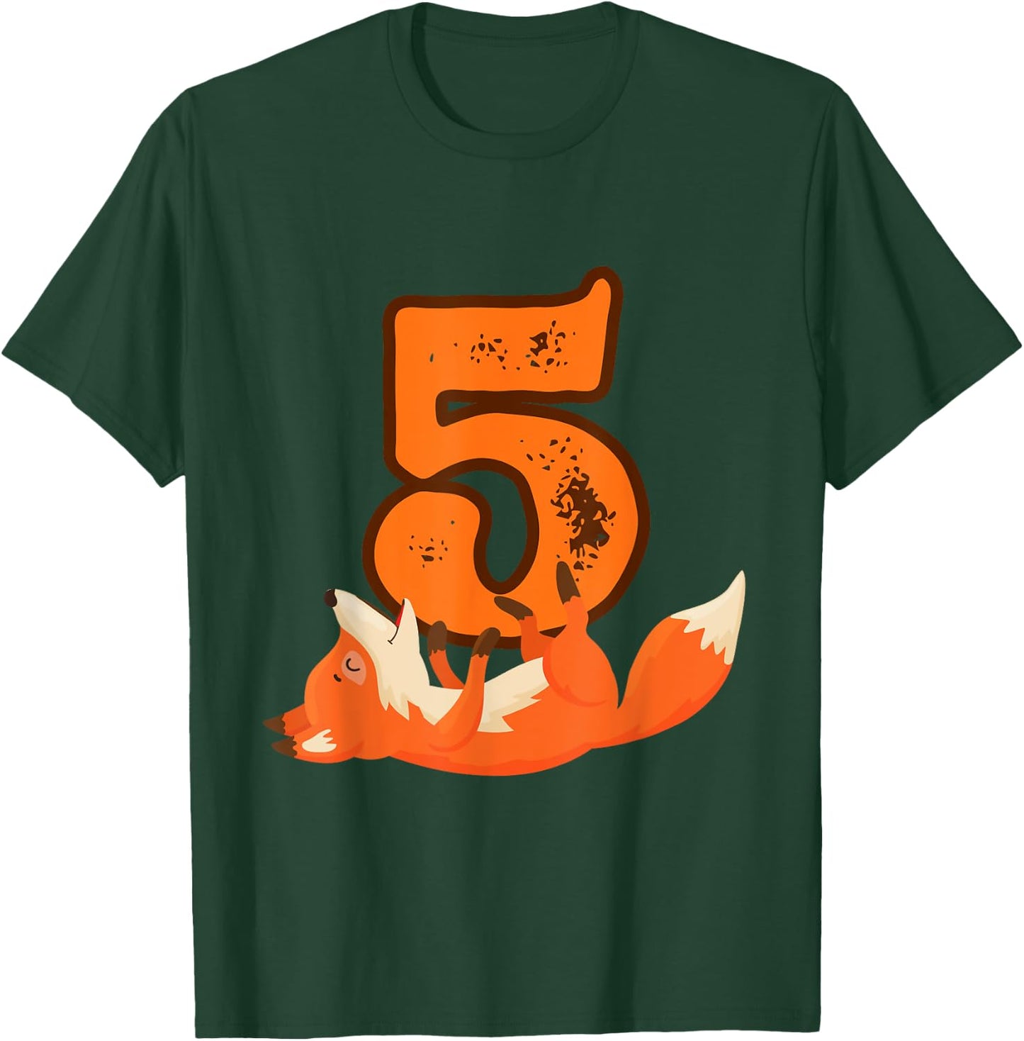 5th Birthday For Girls Gift Funny 5 Years Old Boy Fox T-Shirt - T-Shirt | Forest
