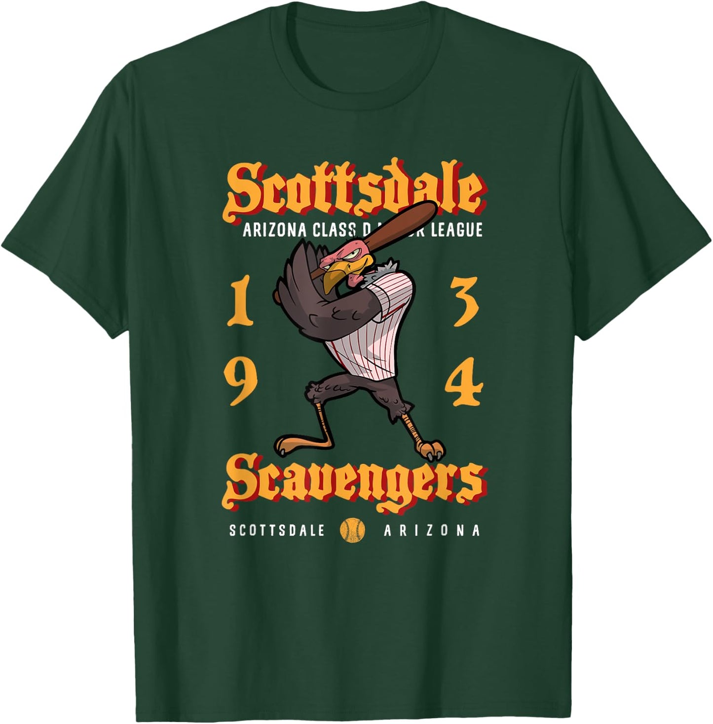 Scottsdale Scavengers Minor League Retro Baseball Team T-Shirt - T-Shirt | Forest