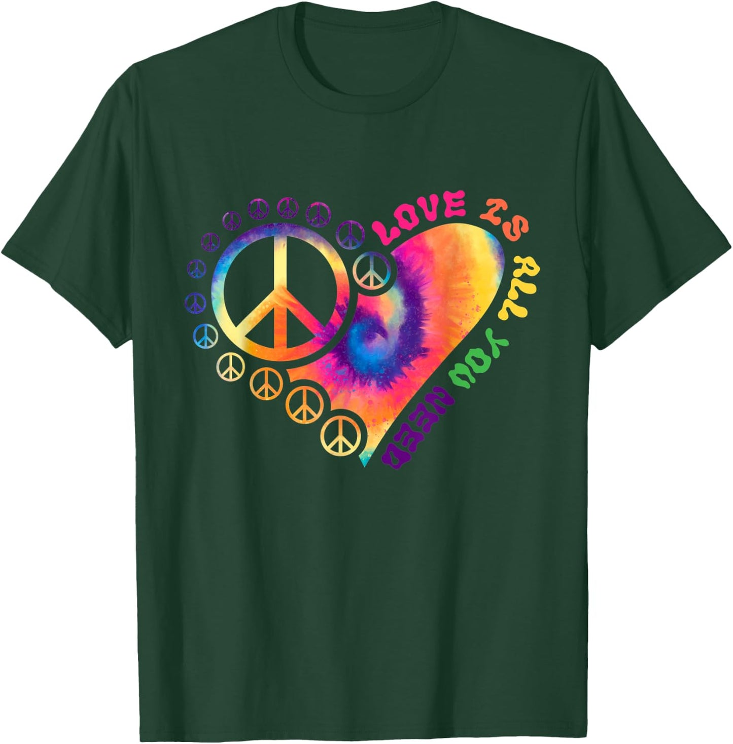 Love Is All You Need Tie Dye Hippie T-Shirt - T-Shirt | Forest