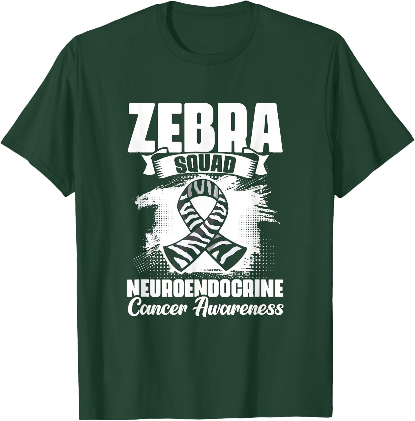 Zebra Squad - Zebra Ribbon Carcinoid Cancer Awareness T-Shirt - T-Shirt | Forest