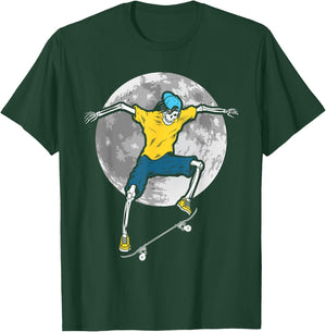 Skeleton Skateboarder Skateboard Skateboarding Skater T-Shirt - T-Shirt | Forest