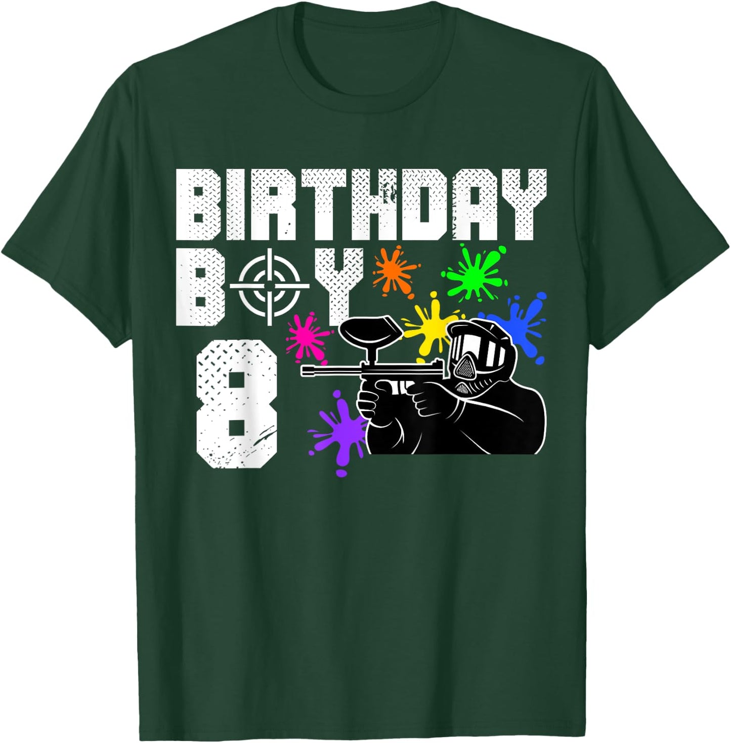8th Birthday Paintball Outdoor Sport 8 Year Old Funny B-Day T-Shirt - T-Shirt | Forest