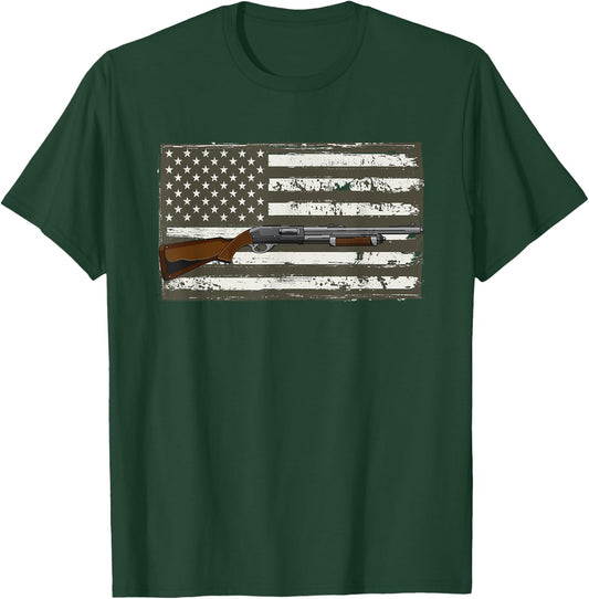 Sporting Clays - Skeet USA Flag - Clay Target Shooting Men T-Shirt - T-Shirt | Forest