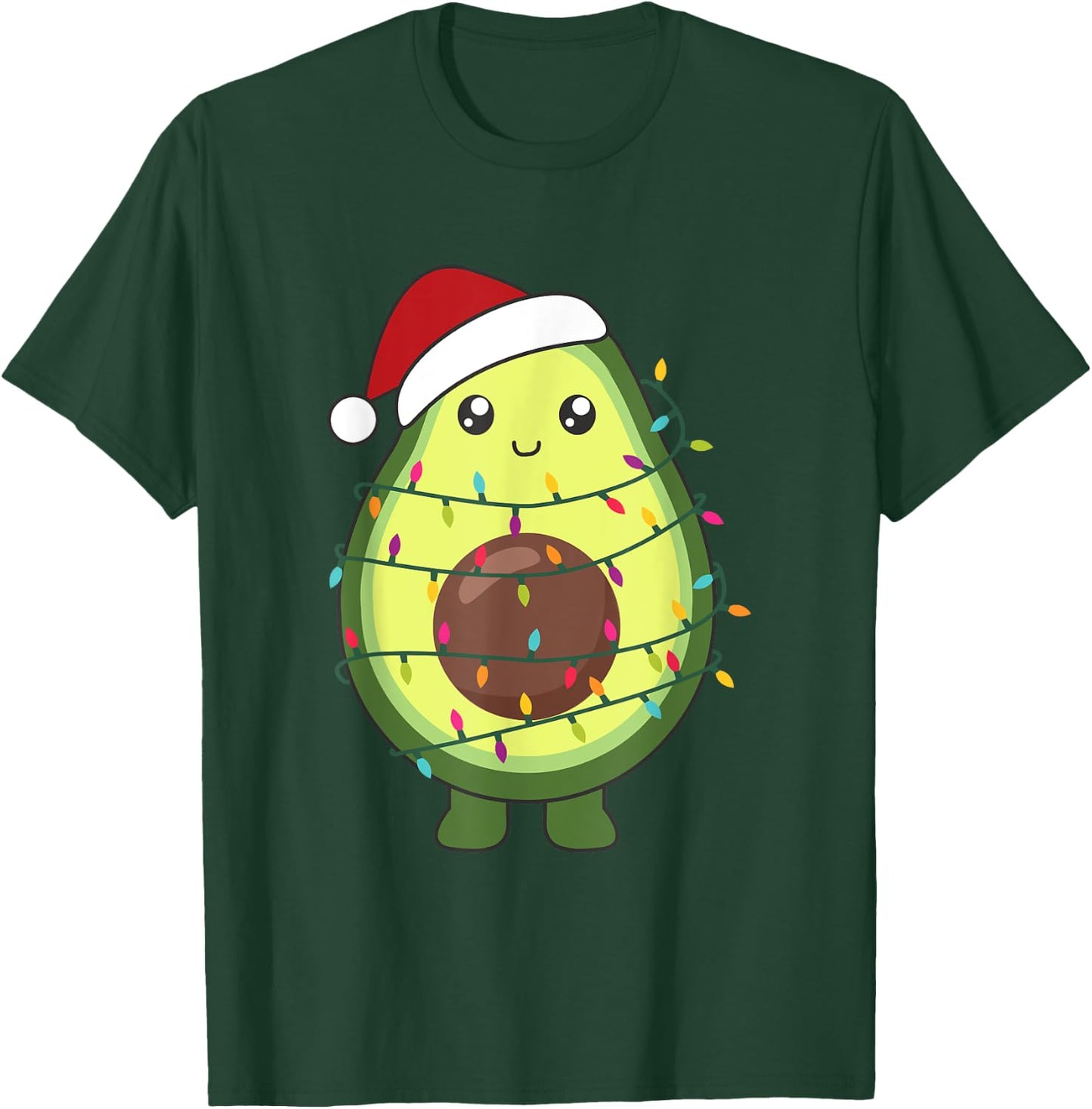 Avocado Christmas Food With Fairy Lights Funny Avocados T-Shirt - T-Shirt | Forest