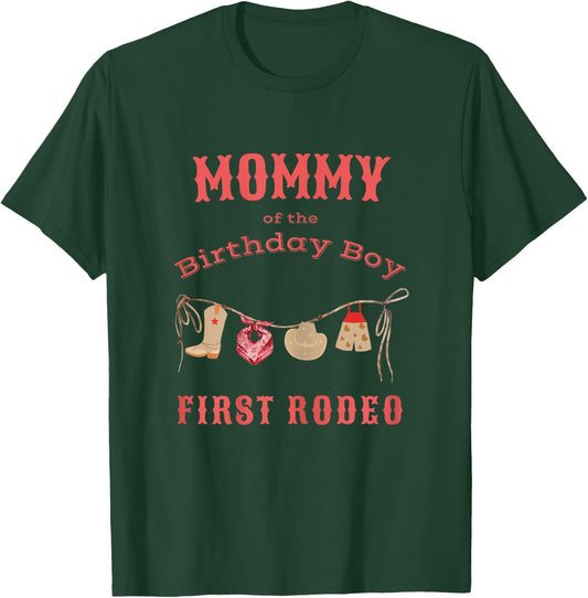 Mommy Mom First Rodeo 1st Birthday Cowboy Family Matching T-Shirt - T-Shirt | Forest