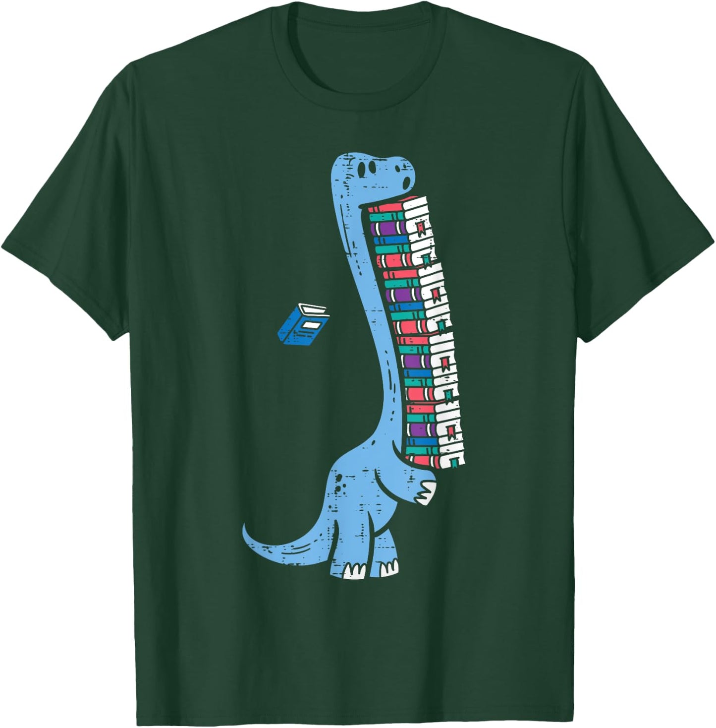 Dino Carrying Books Cute Bookworm Boys Kids Librarian Men T-Shirt - T-Shirt | Forest