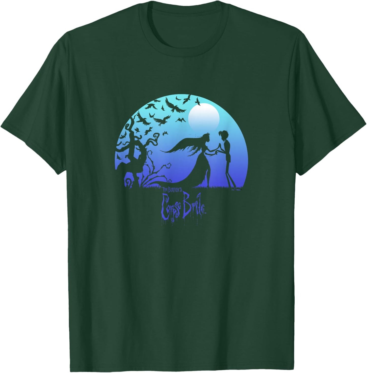 Corpse Bride Victor And Emily By The Moon Silhouettes T-Shirt - T-Shirt | Forest
