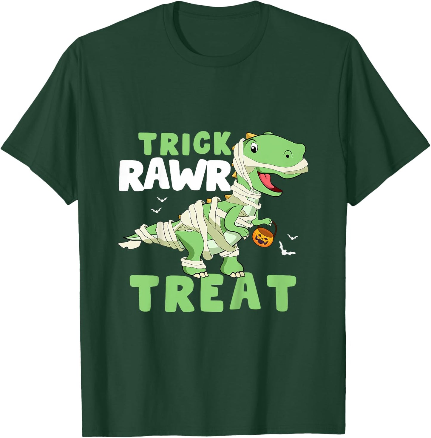 Kids Trick Rawr Treat Halloween Dino Dinosaurus Toddler Boy T-Shirt - T-Shirt | Forest
