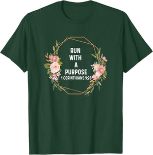 1 Corinthian 9:26 God Jesus Run Runner Running Purpose T-Shirt - T-Shirt | Forest