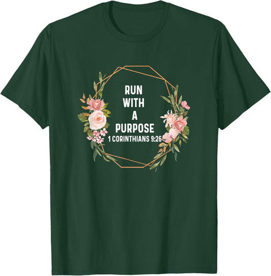 1 Corinthian 9:26 God Jesus Run Runner Running Purpose T-Shirt - T-Shirt | Forest